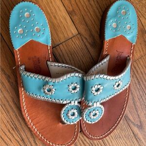 Jack Rogers Turquoise Leather Sandals